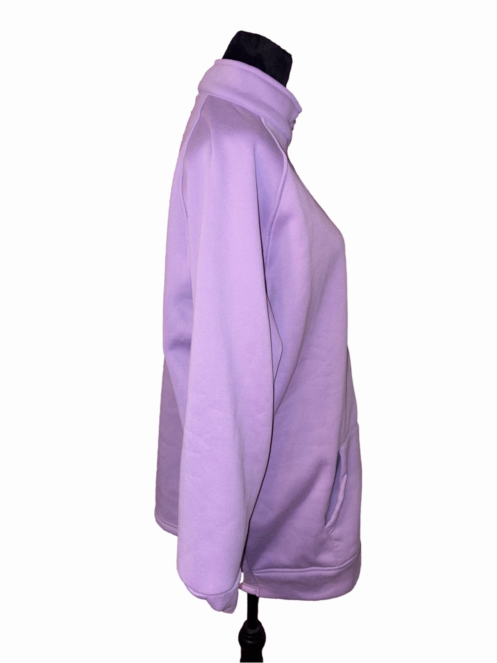 🆕💜Lavender Zip-Up Fleece Jacket Mens XL Soft Cozy Full Zip Stand Collar Pock - Picture 2 of 8